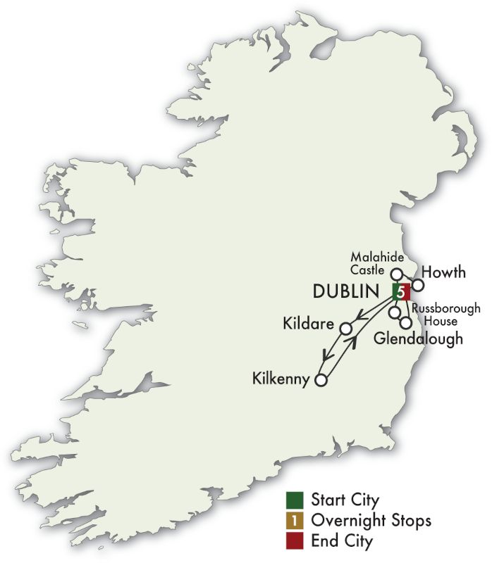 6 Day Dublin Daytripper Itinerary Map